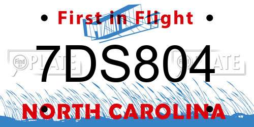 7DS804 North Carolina License Plate