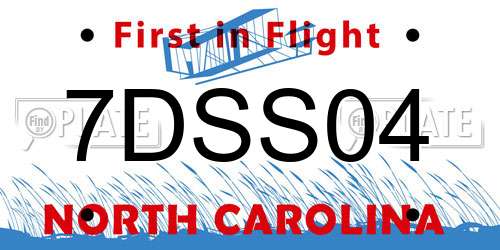 7DSS04 North Carolina License Plate