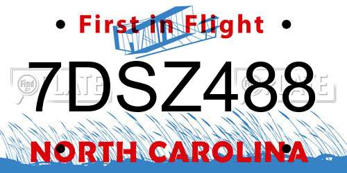 7DSZ488 North Carolina License Plate