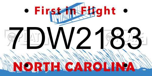 7DW2183 North Carolina License Plate