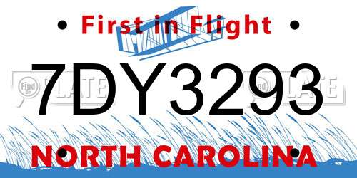7DY3293 North Carolina License Plate