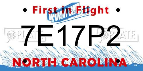 7E17P2 North Carolina License Plate