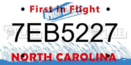 7EB5227 North Carolina License Plate