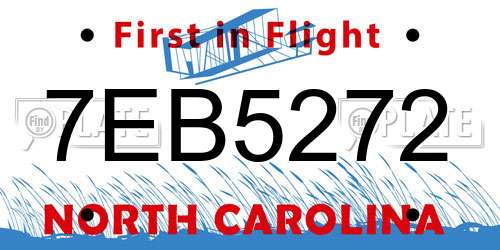 7EB5272 North Carolina License Plate
