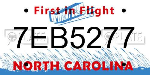 7EB5277 North Carolina License Plate