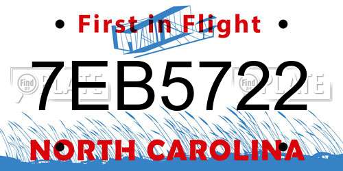 7EB5722 North Carolina License Plate
