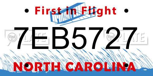 7EB5727 North Carolina License Plate