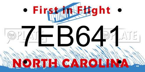 7EB641 North Carolina License Plate