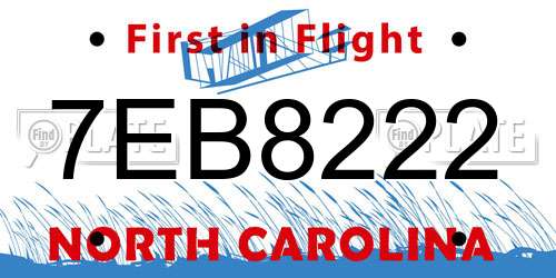 7EB8222 North Carolina License Plate