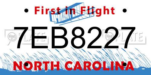 7EB8227 North Carolina License Plate