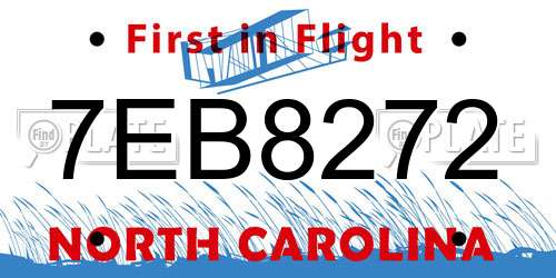 7EB8272 North Carolina License Plate
