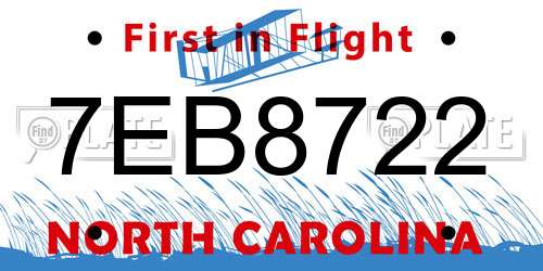7EB8722 North Carolina License Plate