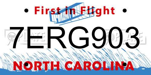 7ERG903 North Carolina License Plate