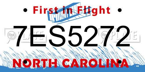 7ES5272 North Carolina License Plate