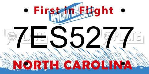 7ES5277 North Carolina License Plate