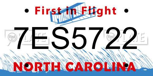 7ES5722 North Carolina License Plate