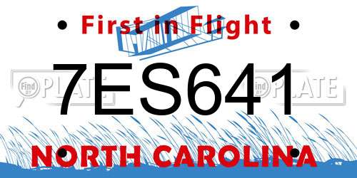 7ES641 North Carolina License Plate