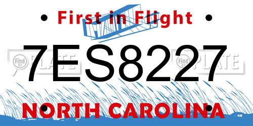 7ES8227 North Carolina License Plate