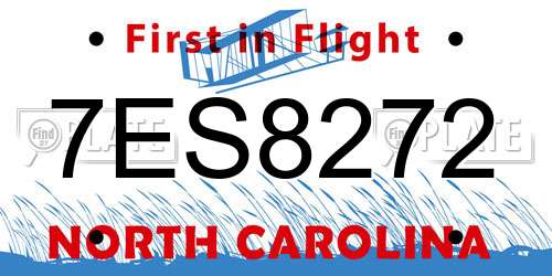 7ES8272 North Carolina License Plate