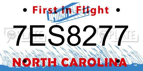 7ES8277 North Carolina License Plate