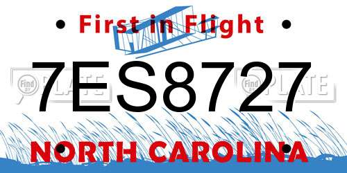 7ES8727 North Carolina License Plate