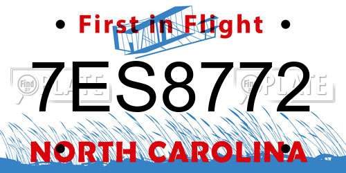 7ES8772 North Carolina License Plate