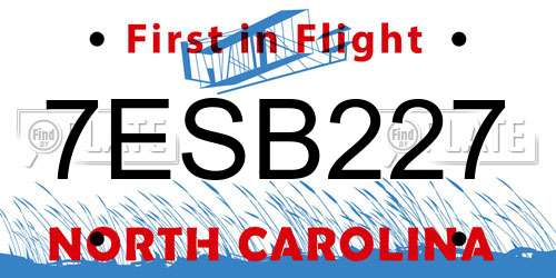 7ESB227 North Carolina License Plate