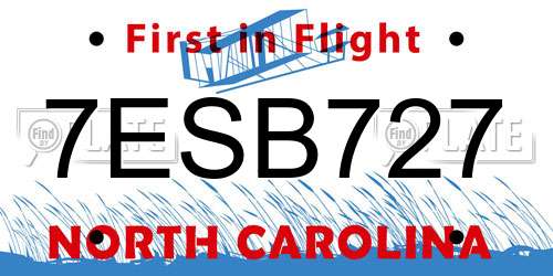 7ESB727 North Carolina License Plate