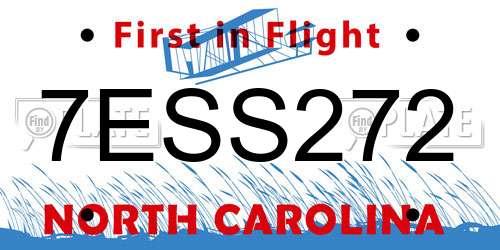 7ESS272 North Carolina License Plate