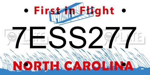 7ESS277 North Carolina License Plate