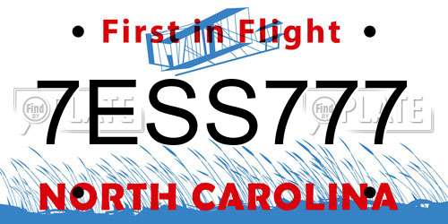 7ESS777 North Carolina License Plate