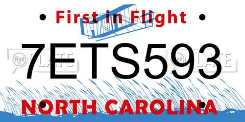 7ETS593 North Carolina License Plate