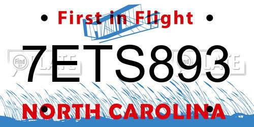 7ETS893 North Carolina License Plate