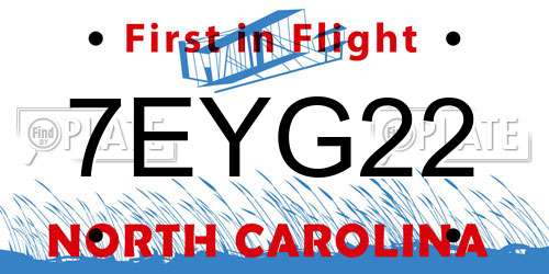 7EYG22 North Carolina License Plate