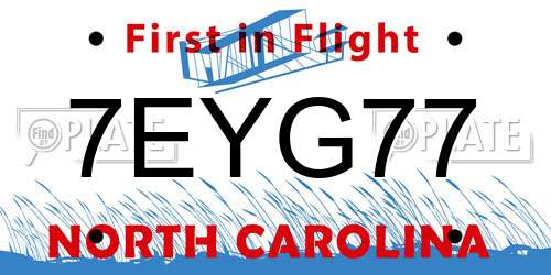 7EYG77 North Carolina License Plate