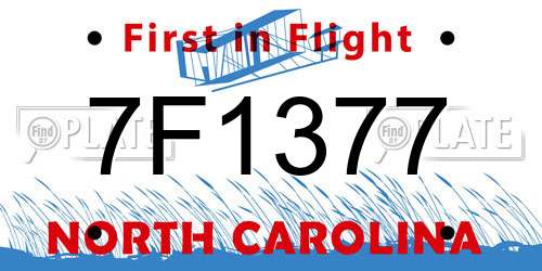 7F1377 North Carolina License Plate