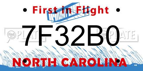 7F32B0 North Carolina License Plate