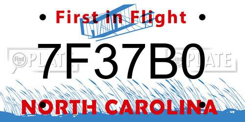 7F37B0 North Carolina License Plate