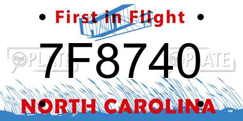 7F8740 North Carolina License Plate