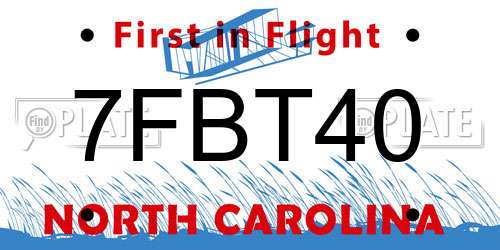7FBT40 North Carolina License Plate