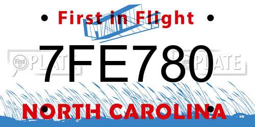 7FE780 North Carolina License Plate