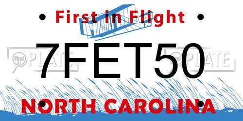 7FET50 North Carolina License Plate