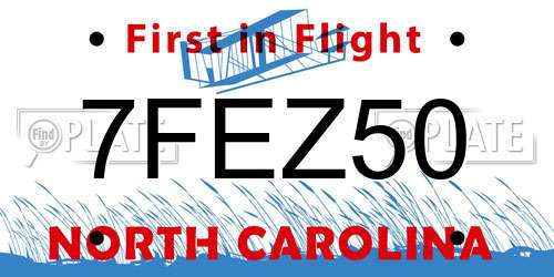 7FEZ50 North Carolina License Plate