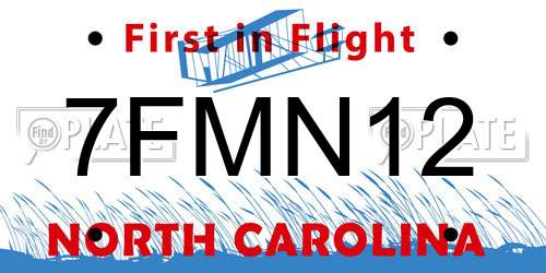 7FMN12 North Carolina License Plate