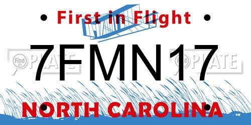 7FMN17 North Carolina License Plate