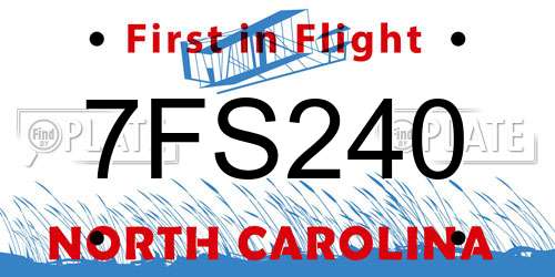 7FS240 North Carolina License Plate