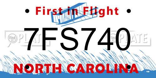 7FS740 North Carolina License Plate