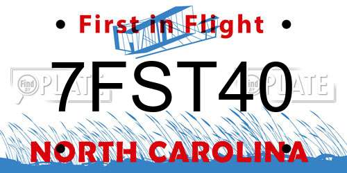 7FST40 North Carolina License Plate