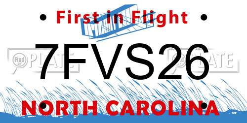 7FVS26 North Carolina License Plate