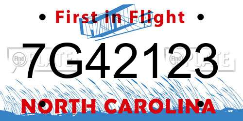 7G42123 North Carolina License Plate